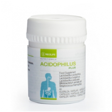 Acidophilus Plus - mitybos papildas su pieno bakterijomis (60 kapsulių)