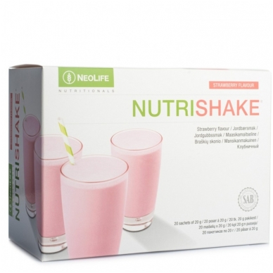 NutriShake - "NeoLife" baltyminis kokteilis Braškių skonio (20 maišelių po 20 g)