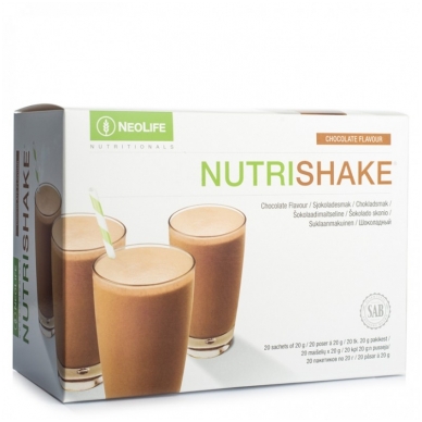 NutriShake - "NeoLife" baltyminis kokteilis Šokolado skonio (20 maišelių po 20 g)